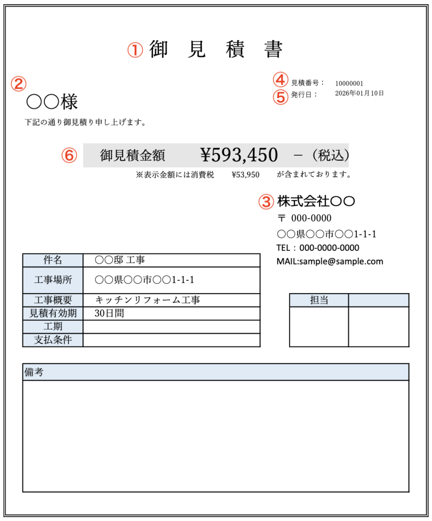 見積書の表紙の書き方