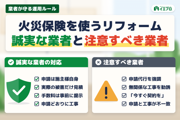 火災保険を使うリフォーム　誠実な業者と注意すべき業者