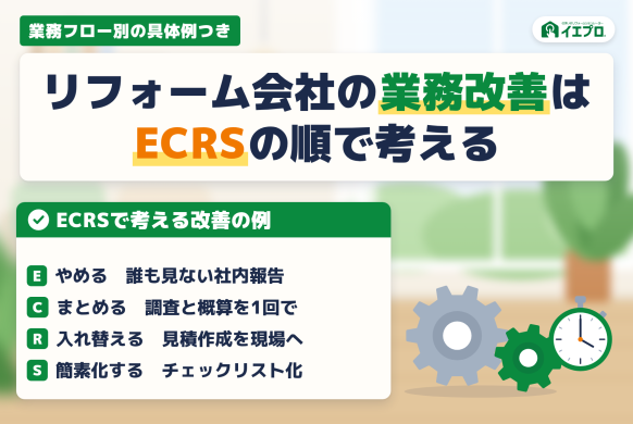 リフォーム会社の業務改善の進め方｜業務フロー別のムダの見つけ方と効率化の具体例